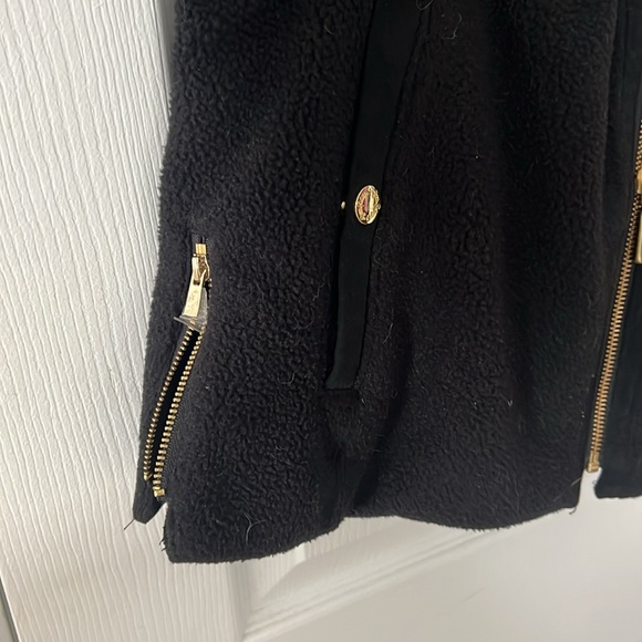 Lilly Pulitzer Skyden Reversible Vest Jacket Fleece & Suede Black M Nwt $258 - Picture 6 of 8